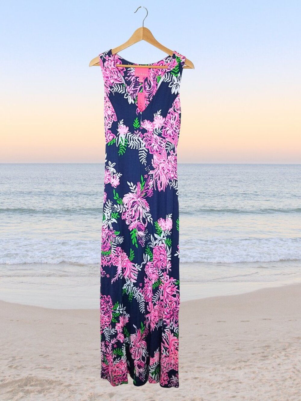 Lilly Pulitzer Noemi Racerback Maxi Dress In Oyster Bay Navy | Size Medium